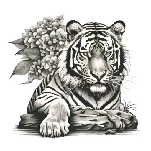 Japanese tiger and Buddha tattoo design idea