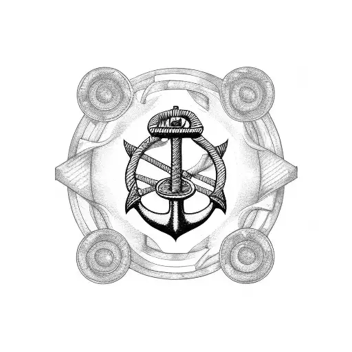 Anchor with wheel tattoo design idea