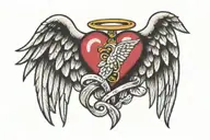 heart with angel wing tattoo design idea