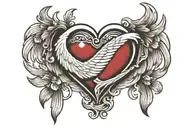heart with angel wing tattoo design idea