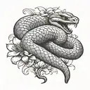 King Cobra snake with flowers tattoo design idea