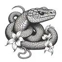 King Cobra snake with flowers tattoo design idea