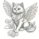 Persian cat angel tattoo design idea