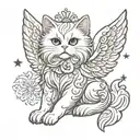 Persian cat angel tattoo design idea