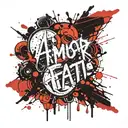 Amor Fati text with concepts of decay and renewal tattoo design idea