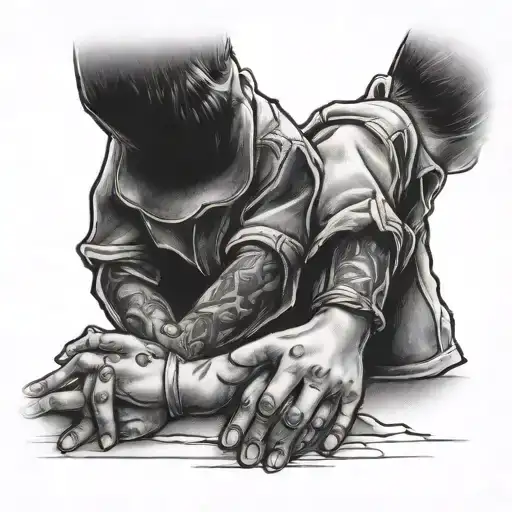 little brother holding hands tattoo design idea