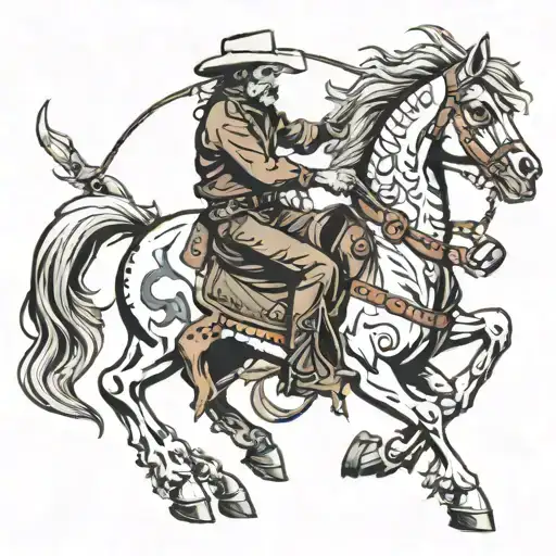 Skelton cowboy traditional style tattoo tattoo design idea