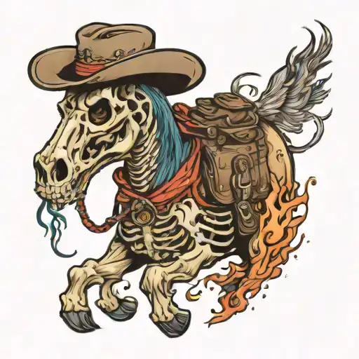 traditional style space Skelton cowboy tattoo design idea