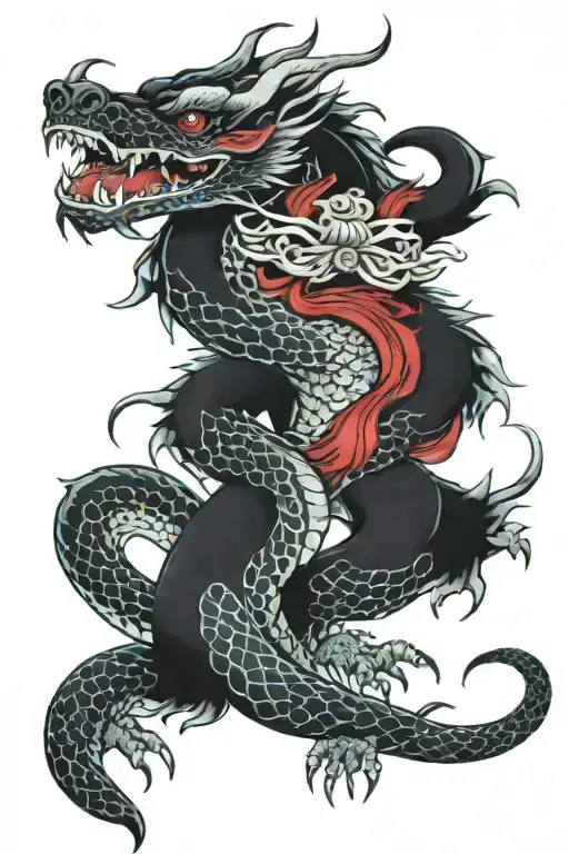 snake dog ox dragon tattoo design idea