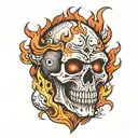 dice flames skull tattoo design idea