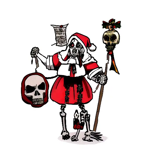 Santa muerte with rat skeleton  with a banner that says hood rat tattoo design idea