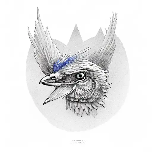 chicke wings red blue whote grey tattoo design idea