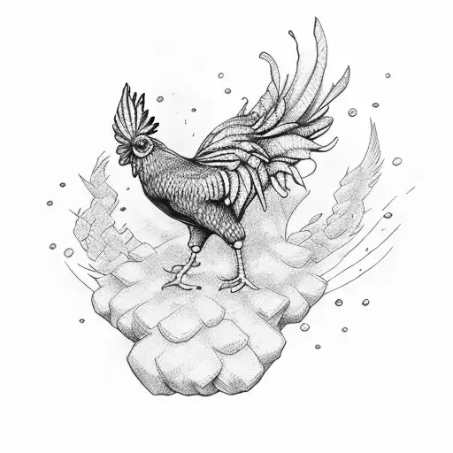 chicken wing red white blue grey tattoo design idea