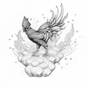 chicken wing red white blue grey tattoo design idea