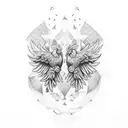 chicken wing red white blue grey tattoo design idea