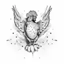 chicken wing red white blue grey tattoo design idea