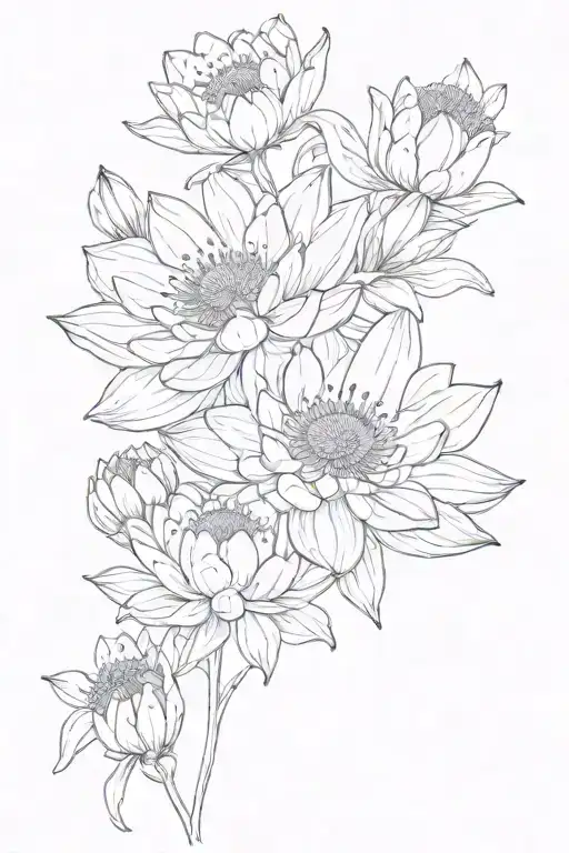 waterlilly, Poppy, crysantheme, mayflowers tattoo design idea