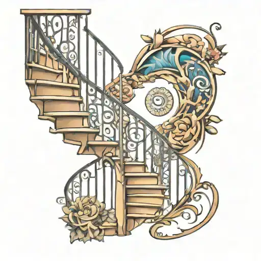 spiral staircase tattoo design idea