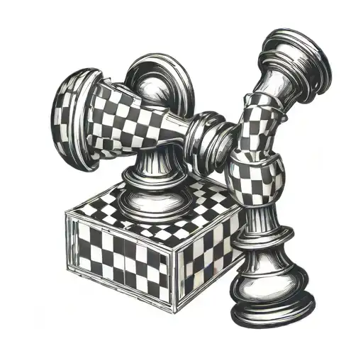 Chess piece morphing into a boxing glove tattoo design idea