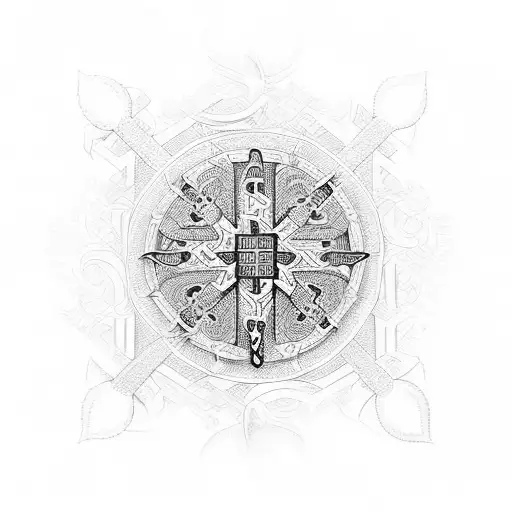 Christian orthodox Serbian pattern tattoo design idea