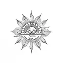 shape of the Table Mountain, sun with nuclear logo, motorbike, girl body shape, shape of south african flag  tattoo design idea