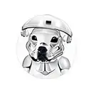 A new-school tattoo of a pit bull wearing a Stormtrooper helmet at the beach tattoo design idea