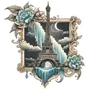 waterfall eiffel tower made tattoo design idea
