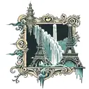 waterfall eiffel tower made tattoo design idea