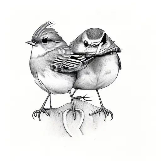 2 small robins one with a letter J and one with a letter T tattoo design idea