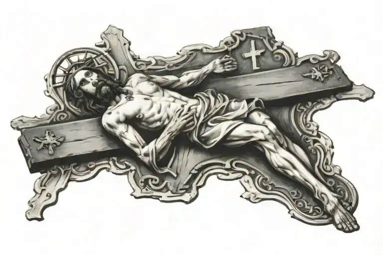 safety manager symbolized with jesus cross tattoo design idea