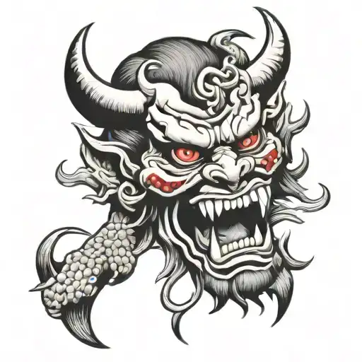 demon oni japanese style tattoo design idea