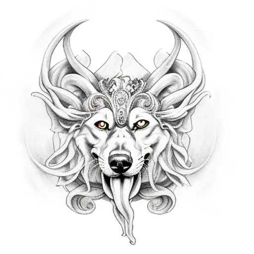 hades with cerberus tattoo design idea