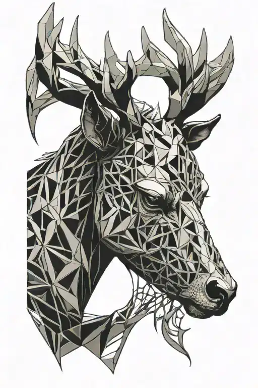  a full deer with a skeleton head and neck tattoo tattoo design idea