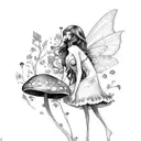 fairy with mushroom tattoo design idea