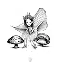 fairy with mushroom tattoo design idea