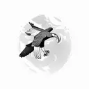 A majestic eagle soaring through the sky with a key in its talons, symbolizing the freedom and memories shared with your grandfather Bob. tattoo design idea