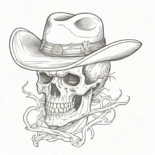county cowboy skull tattoo design idea