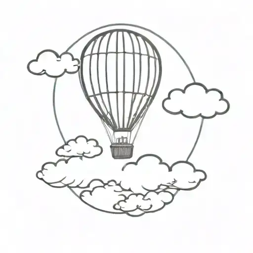 hot air balloon and cloud tattoo design idea