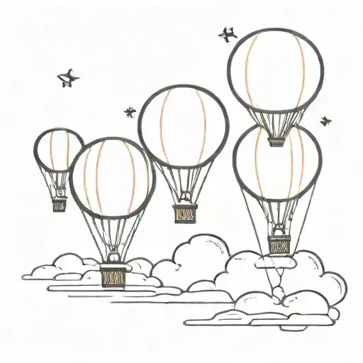 hot air balloon bubble filled tattoo design idea