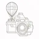 bubble hot air balloon camera cinema tattoo design idea