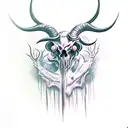 (dark art) demonic ram skull on top of (dark ornamental) thorn bed tattoo design idea