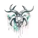 (dark art) demonic ram skull on top of (dark ornamental) thorn bed tattoo design idea