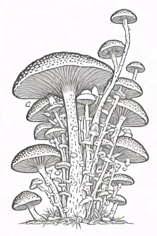 Mushroom spores forming its wings tattoo design idea