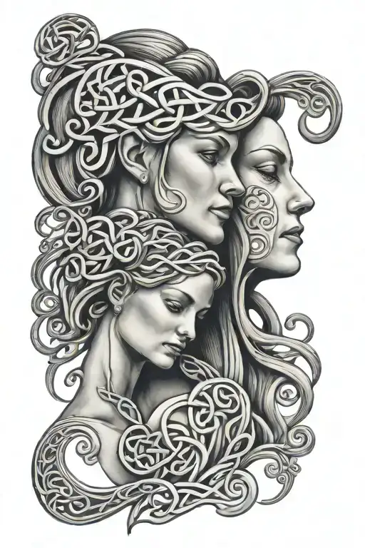 celtic mother daughter tattoo design idea