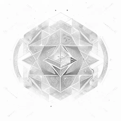 A cyber sigil incorporating geometric tribal patterns and cosmic elements tattoo design idea