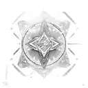 A cyber sigil incorporating geometric tribal patterns and cosmic elements tattoo design idea