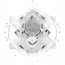 A cyber sigil incorporating geometric tribal patterns and cosmic elements tattoo design idea