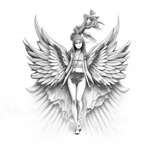 fallen angel tattoo design idea