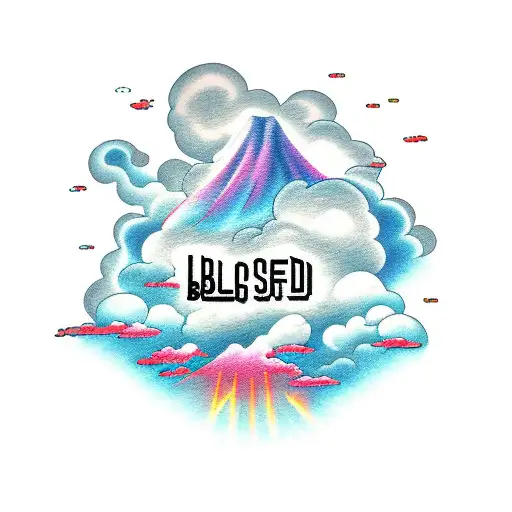blessed in Japanese with clouds  tattoo design idea