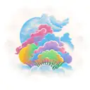 blessed in Japanese with clouds  tattoo design idea
